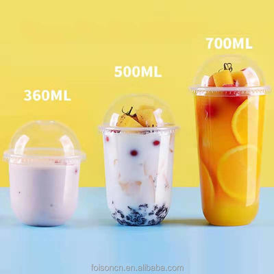 500ml 일회용 PLA 플라스틱 둥근 바닥 요거트 컵 96 칼리버 생분해성 U 모양 컵
