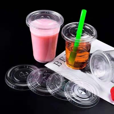 환경 친화적 인 PET 플라스틱 평면 덮개 냉동 음료 컵 샘플 무료로 제공